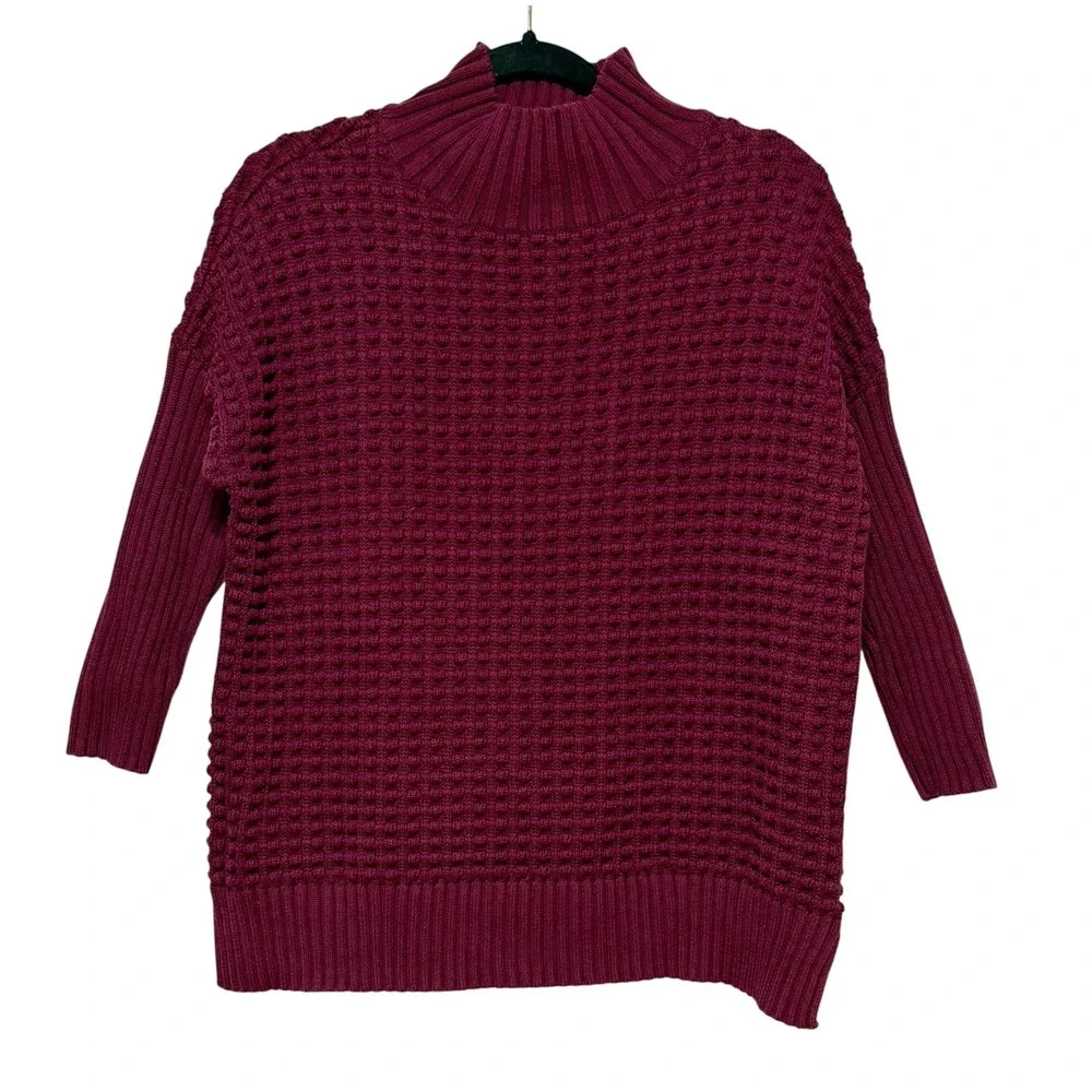 French Connection Bobble Knit Burgundy Sweater Women Size Small Preppy Soft Girl